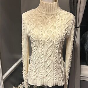 Chaps Cream Cable Knit Turtleneck Sweater